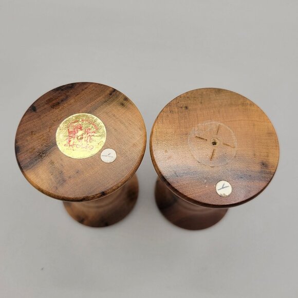 Myrtlewood Candlestick Holders Turned Footed Pedestal Hand Crafted in Oregon Set - Picture 5 of 6